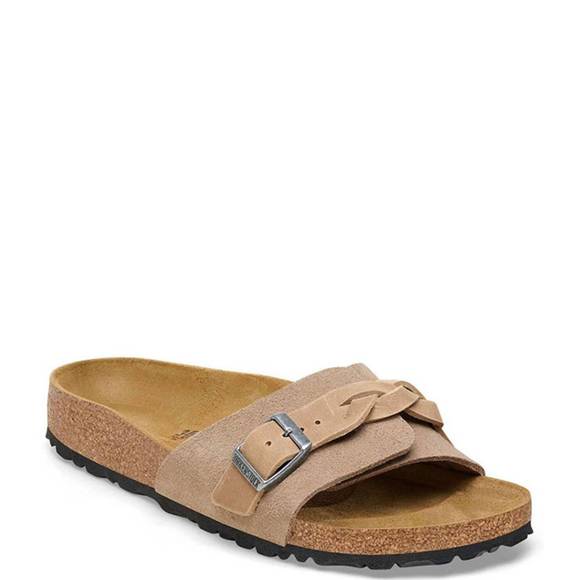 NEW BIRKENSTOCK women's oita braided in taupe suede - Picture 1 of 3